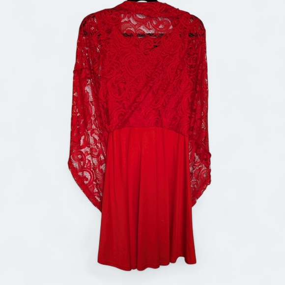 Dressystar Red Lace Overlay Fit Flare Dress Sleeveless Cocktail Holiday Elegant - Picture 11 of 14